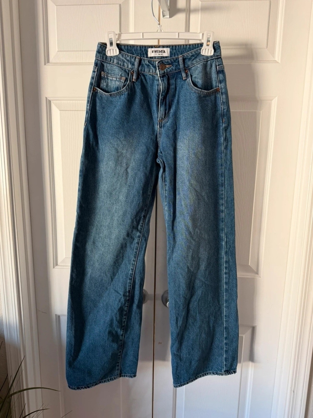 RSQ Baggy Wide-leg High-rise Jeans Medium Wash Demin 90's grunge sz 24